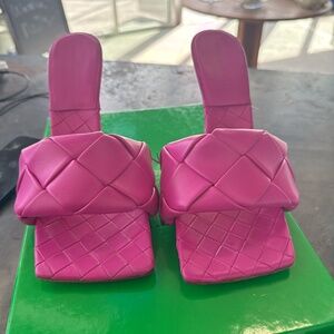 BOTTEGA VENETA Authentic  Hot Pink Lido Heeled Sandals Size 40